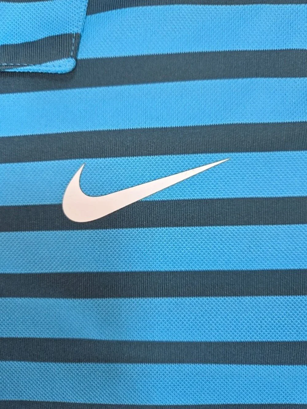 Nike Golf Striped Dri-Fit Polo Shirt XL Blue & Black Standard Fit Lightweight